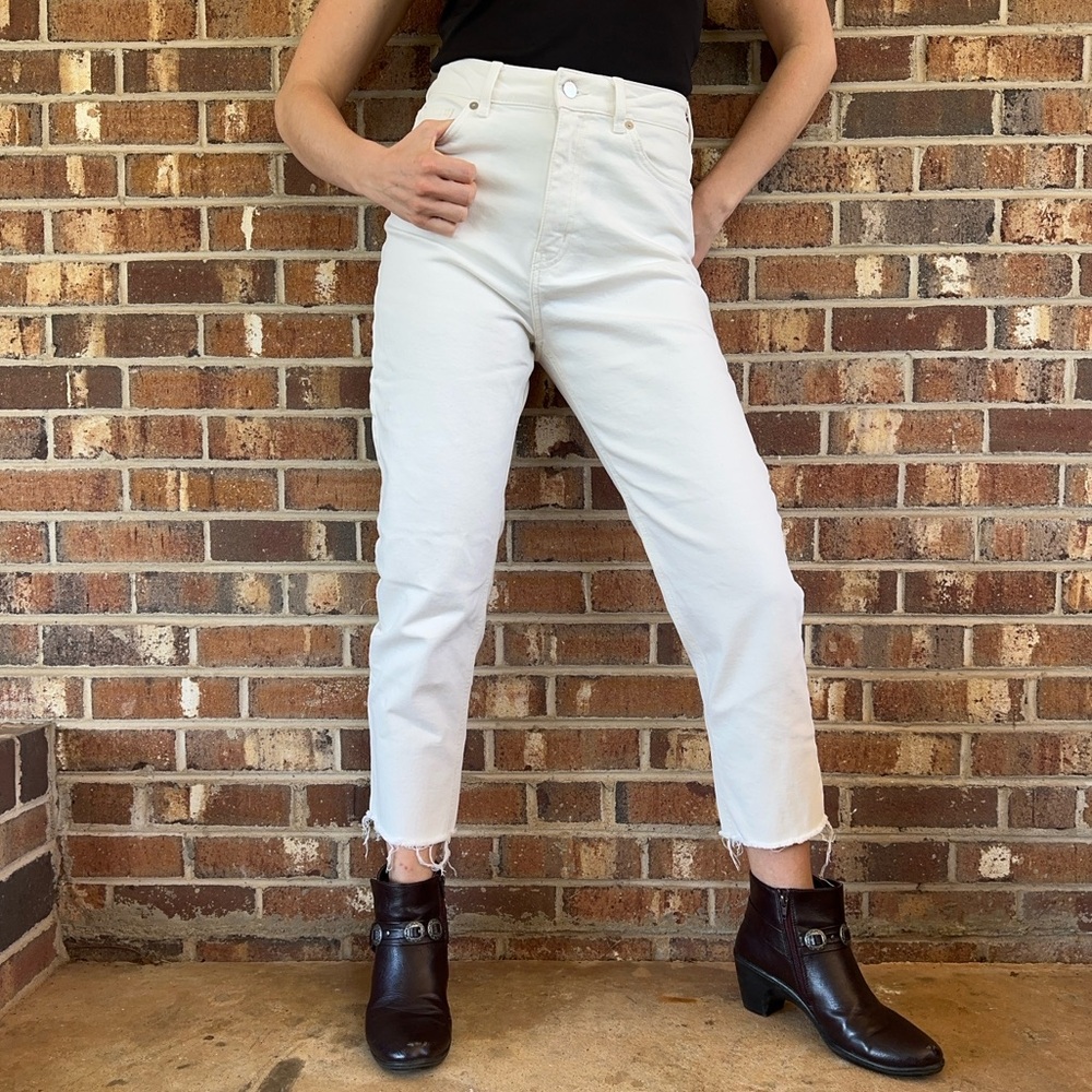 H & M off-white high rise jeans